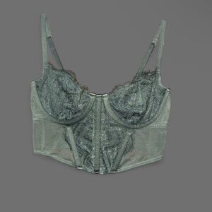 American Eagle or Hollister Lace Bustier Corset Dark Green spaghetti strap top